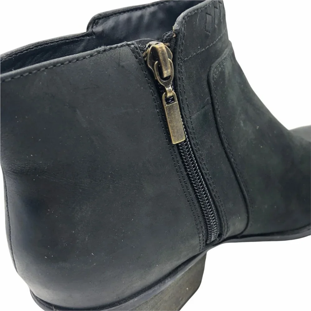 Clarks Artisan Ankle Boots Women Size 9.5 Western Black Leather Side Fringe - Picture 4 of 7